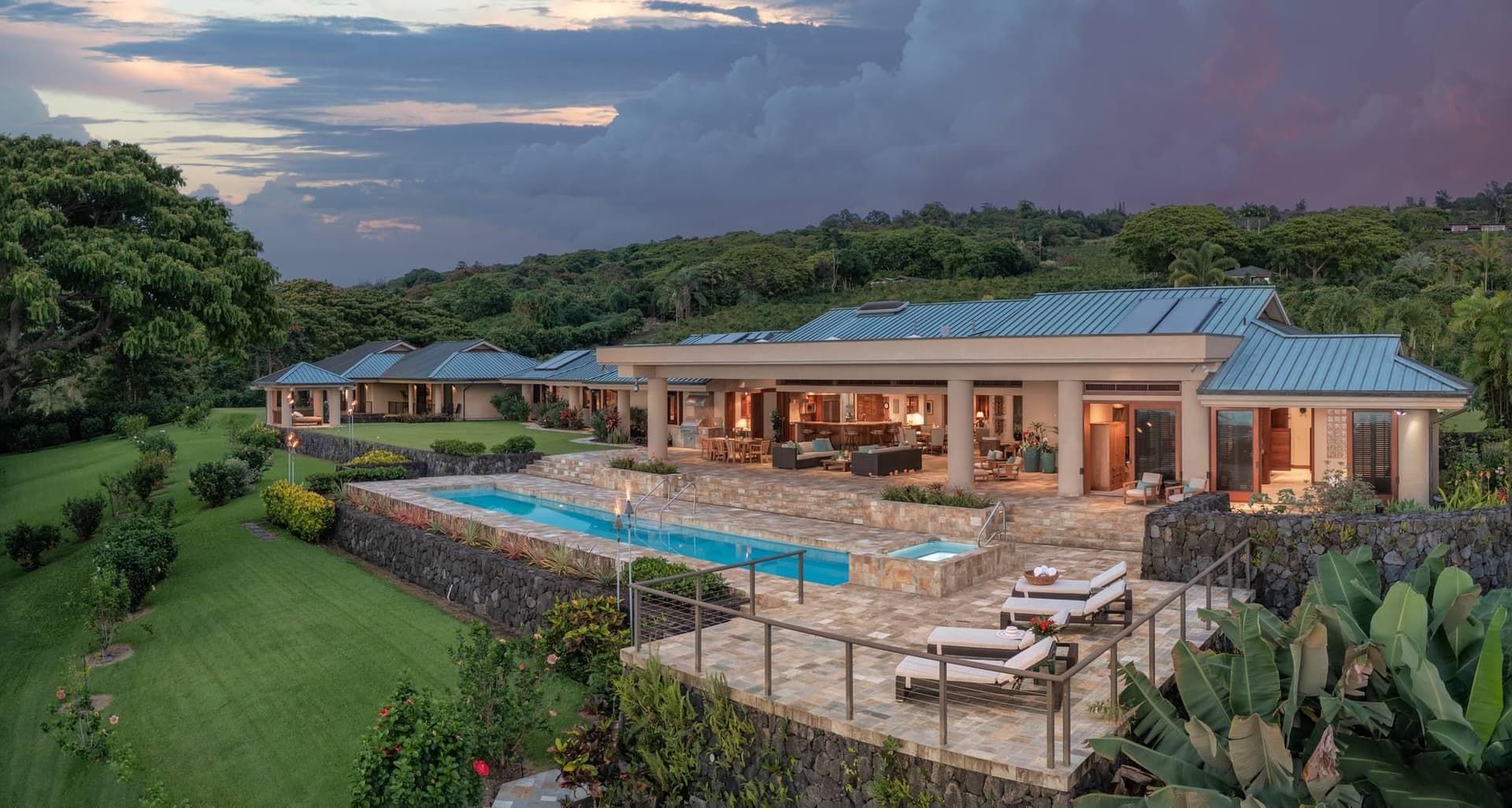 Covered patio with ocean view