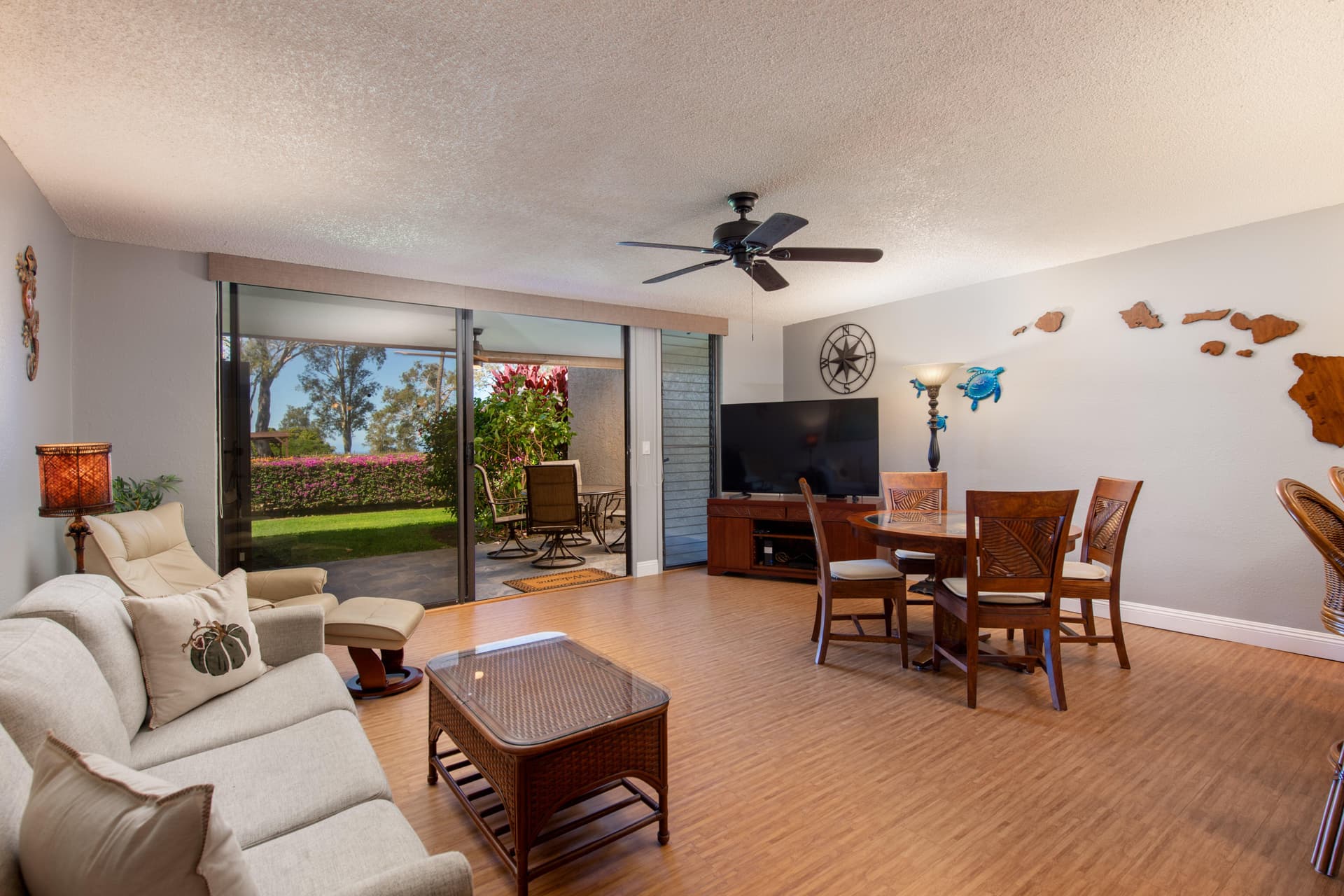 Covered patio with ocean view
