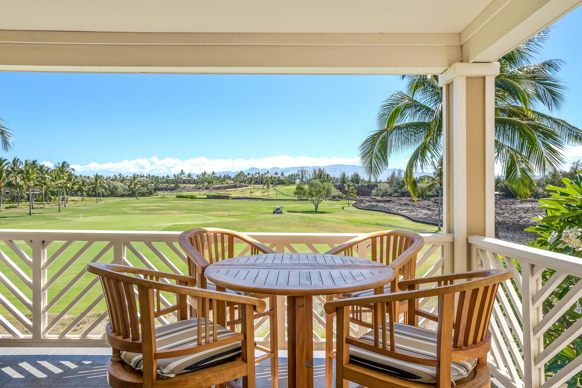 Covered patio with ocean view