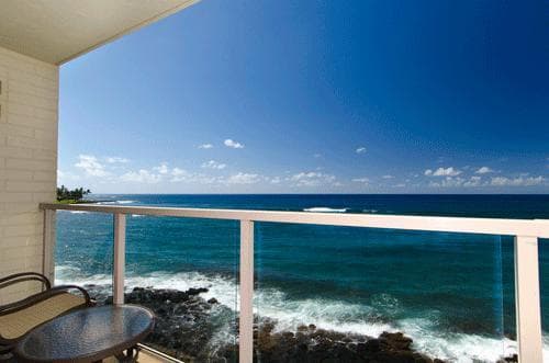 Covered patio with ocean view
