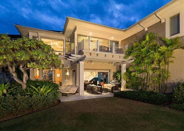 Covered patio with ocean view