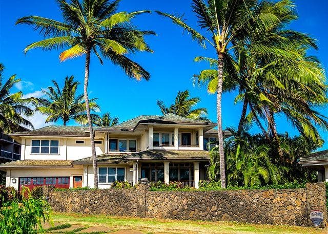 Covered patio with ocean view
