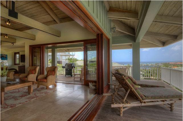 Covered patio with ocean view