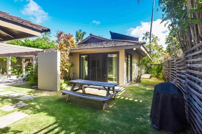 Covered patio with ocean view