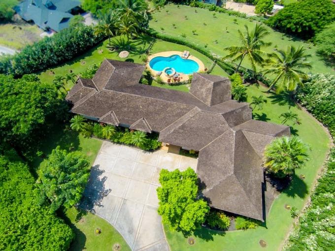 Covered patio with ocean view