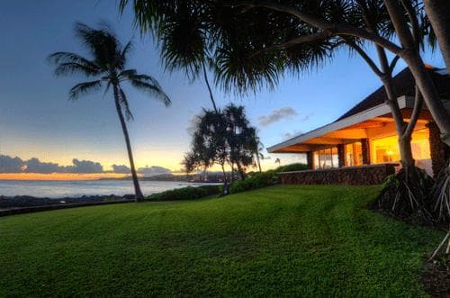 Covered patio with ocean view