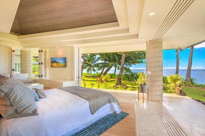 Covered patio with ocean view