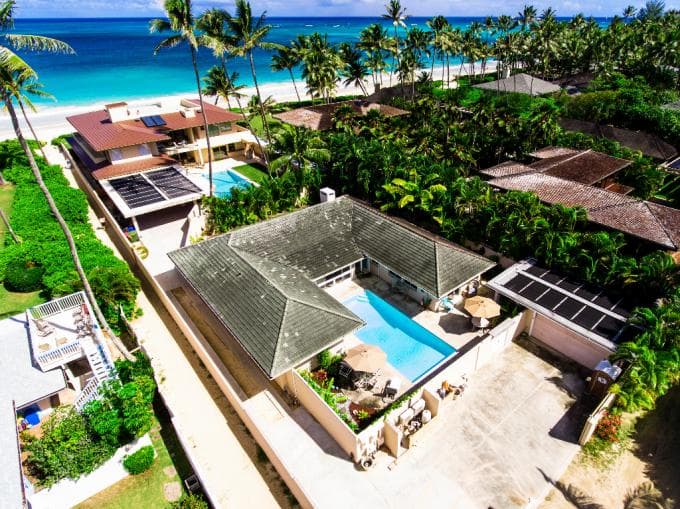 Covered patio with ocean view