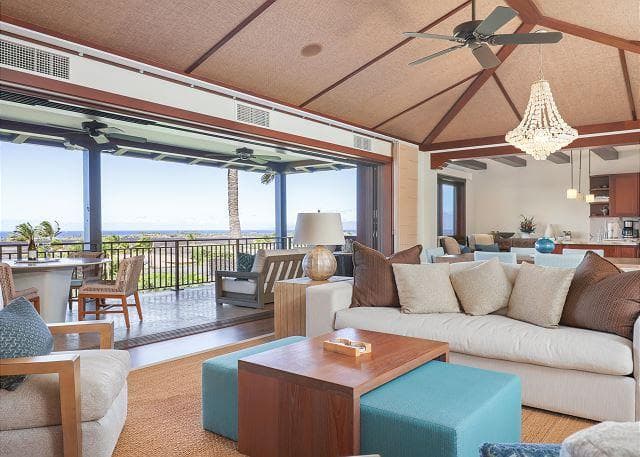 Covered patio with ocean view