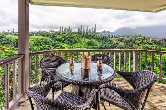 Covered patio with ocean view