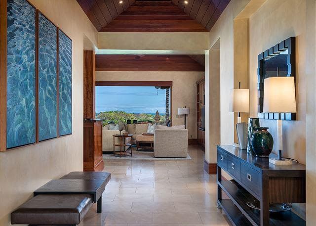 Covered patio with ocean view