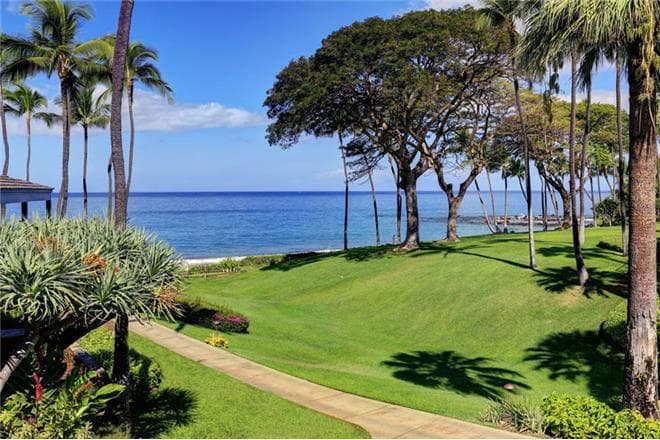 Covered patio with ocean view