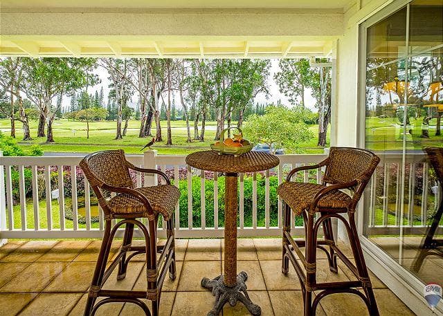 Covered patio with ocean view