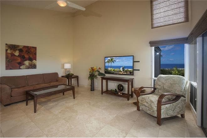 Covered patio with ocean view
