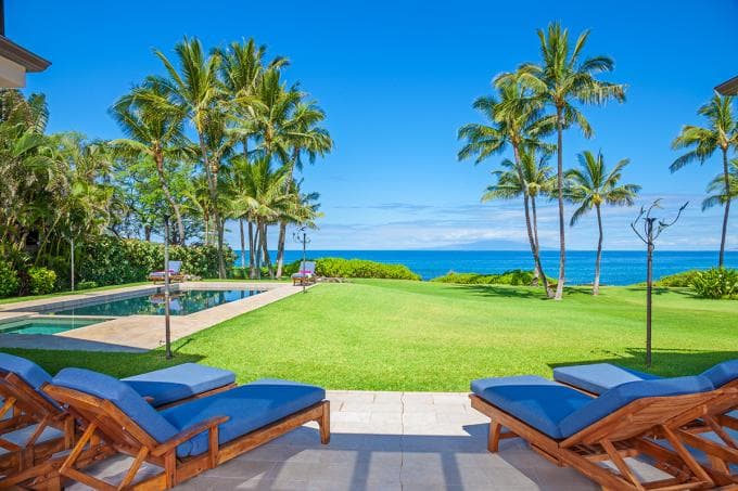 Covered patio with ocean view