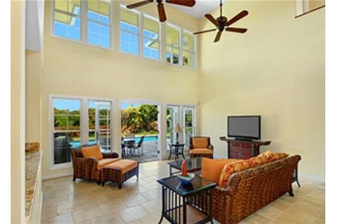 Covered patio with ocean view