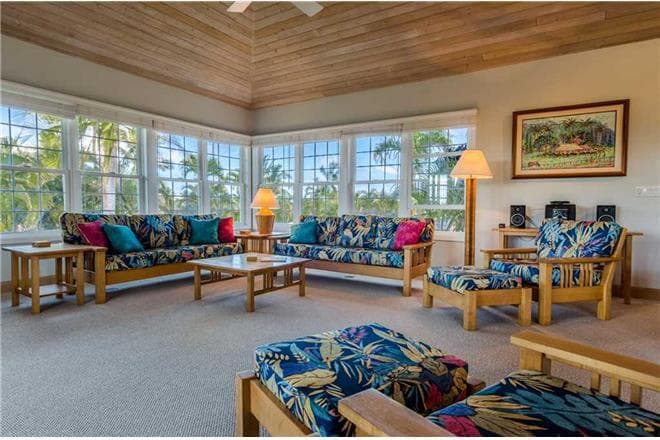Covered patio with ocean view