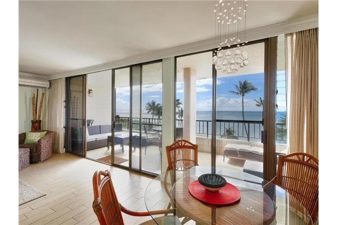 Covered patio with ocean view