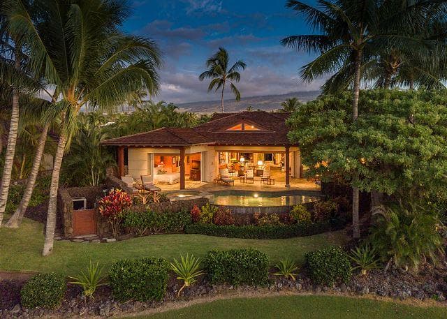 Covered patio with ocean view
