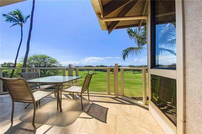 Covered patio with ocean view