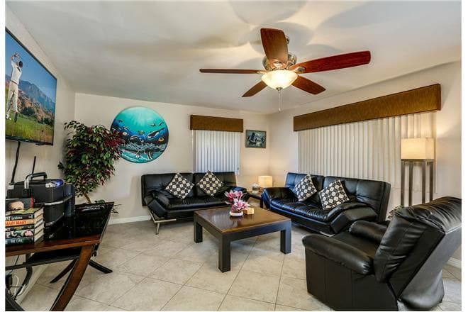 Covered patio with ocean view
