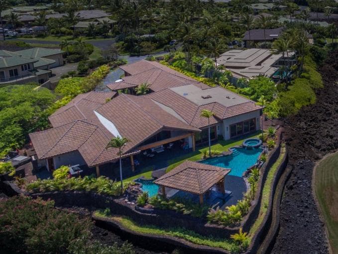 Covered patio with ocean view