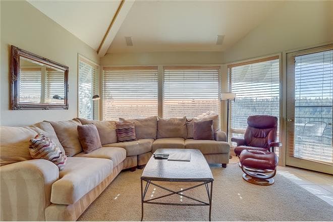 Covered patio with ocean view