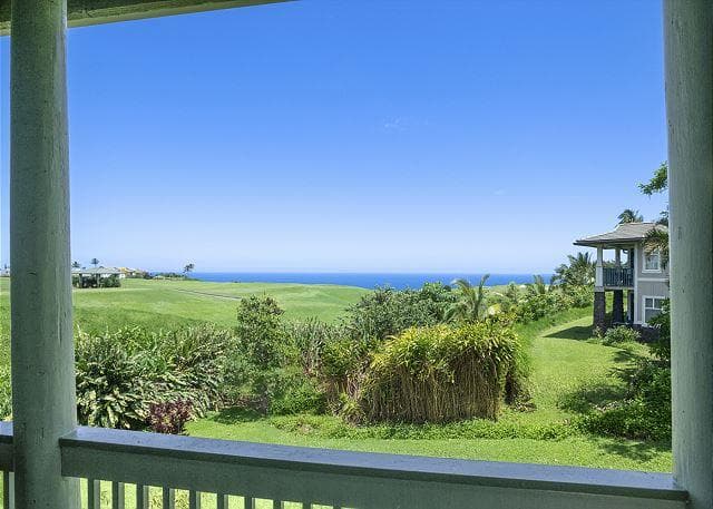 Covered patio with ocean view