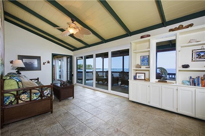 Covered patio with ocean view