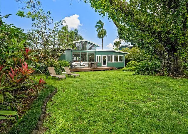 Covered patio with ocean view