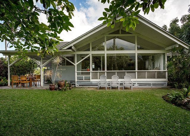 Covered patio with ocean view