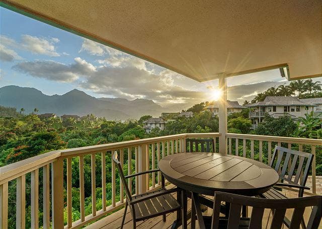 Covered patio with ocean view