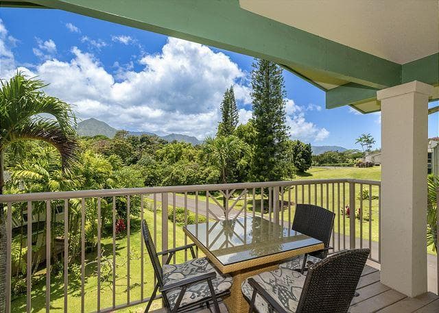 Covered patio with ocean view