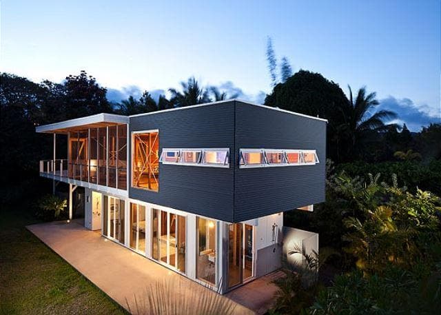 Covered patio with ocean view