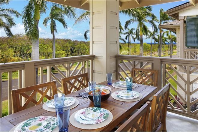 Covered patio with ocean view