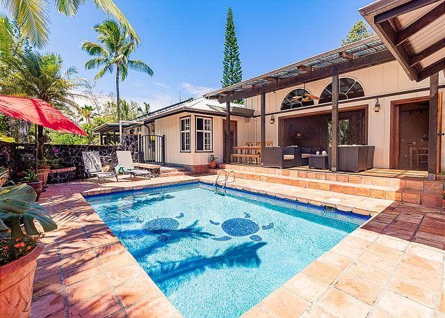 Covered patio with ocean view