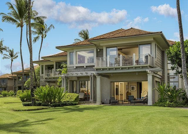 Covered patio with ocean view