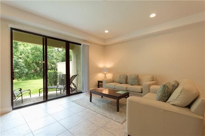 Covered patio with ocean view
