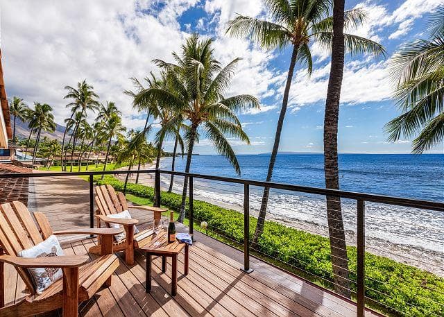 Covered patio with ocean view