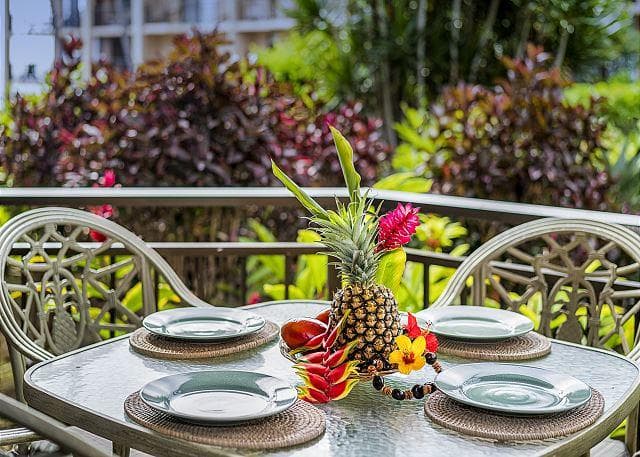 Covered patio with ocean view