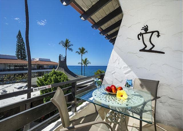 Covered patio with ocean view