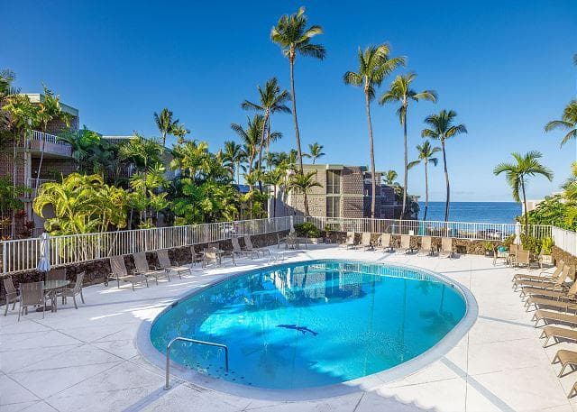 Covered patio with ocean view