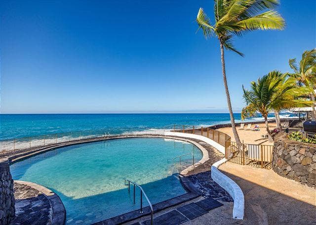 Covered patio with ocean view