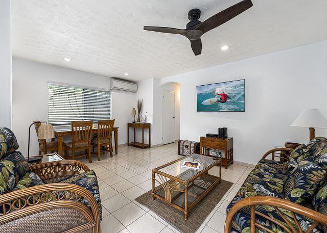 Covered patio with ocean view