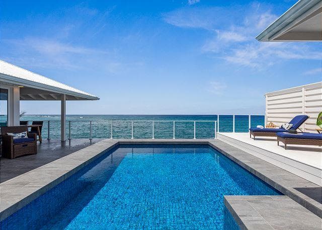 Covered patio with ocean view