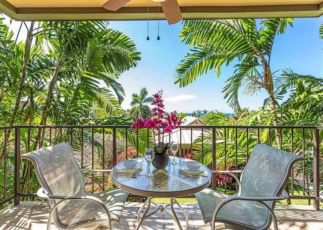 Covered patio with ocean view