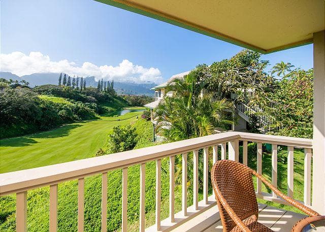 Covered patio with ocean view