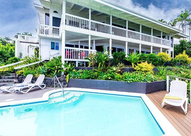 Covered patio with ocean view