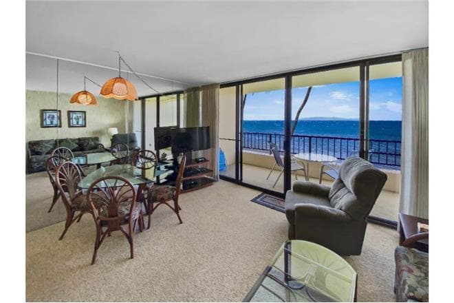 Covered patio with ocean view