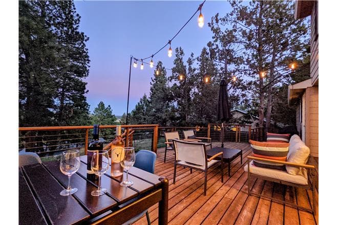 Covered patio with ocean view
